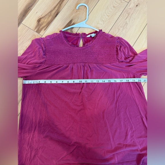 Lucky Brand Smocked Long Sleeve Blouse with Bib Collar - Picture 5 of 6